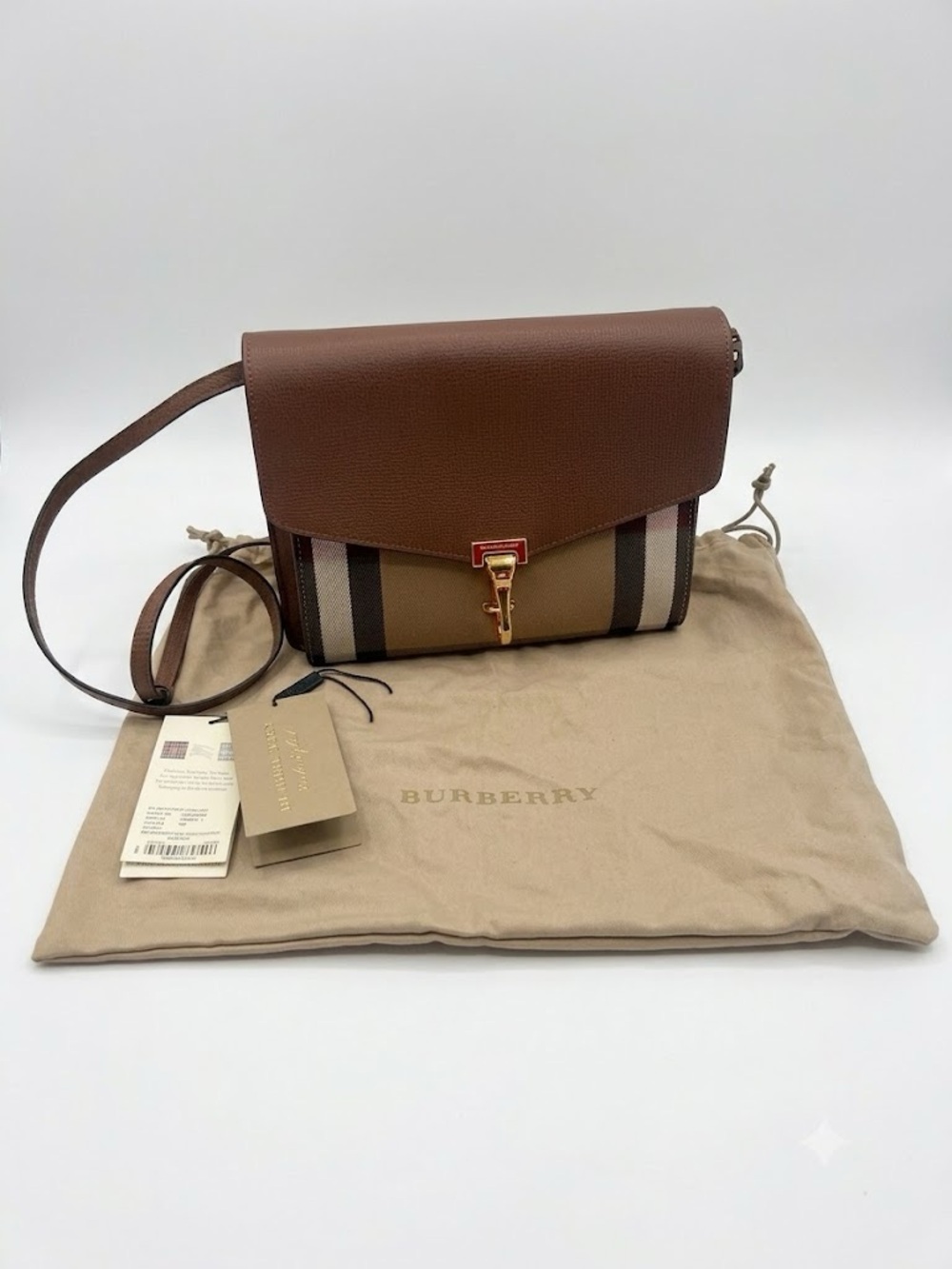 Burberry Macken Small House Check Leather Crossbody Bag